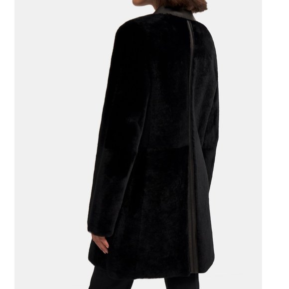 NEW Theory Piazza Coat in Polished Shearling - Picture 4 of 12
